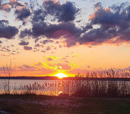 Photo of a sunset over a river